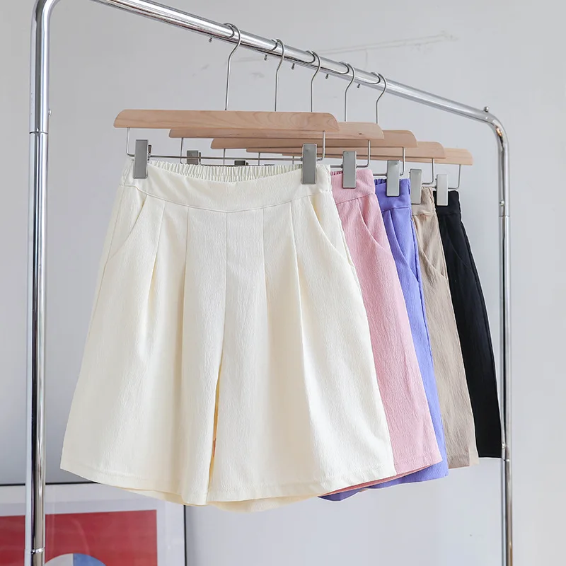 Women Shorts 2024 Summer Candy Colors Casual high waist loose half shorts for girls Soft Cool female Outwear Shorts