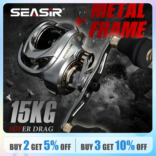 Seasir Megacuda Baitcasting Reel Drag 15KG Deep Spool 6.5:1 Aluminum Frame  Carbon Side Double Handle Jigging Metal Reel Seawater - AliExpress