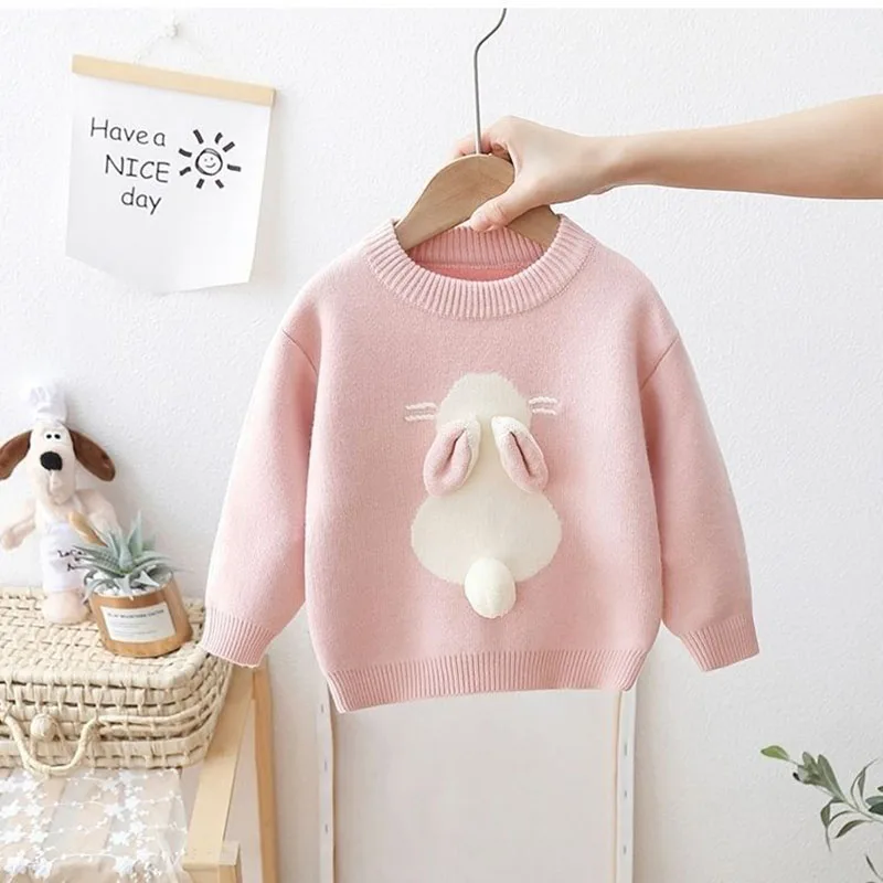 Girls Sweet Rabbit Knit Sweater Tops for Spring