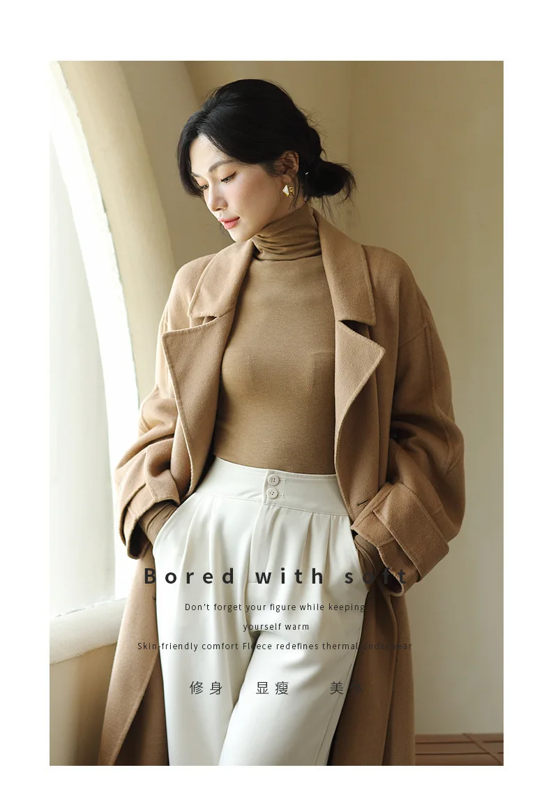 Mulberry silk velvet thermal top women's traceless fast hot turtleneck undershirt wearing versatile beautiful body top women