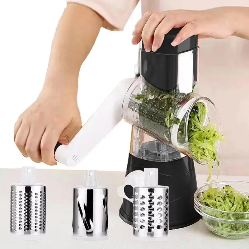 Dengmore Rotary Cheese Grater Shredder 3 In 1 Multifunctional Vegetable  Cutter and s Hand Roller Type Square Drum Vegetable Cutter With 3 Blades  Removable Easy To Clean 