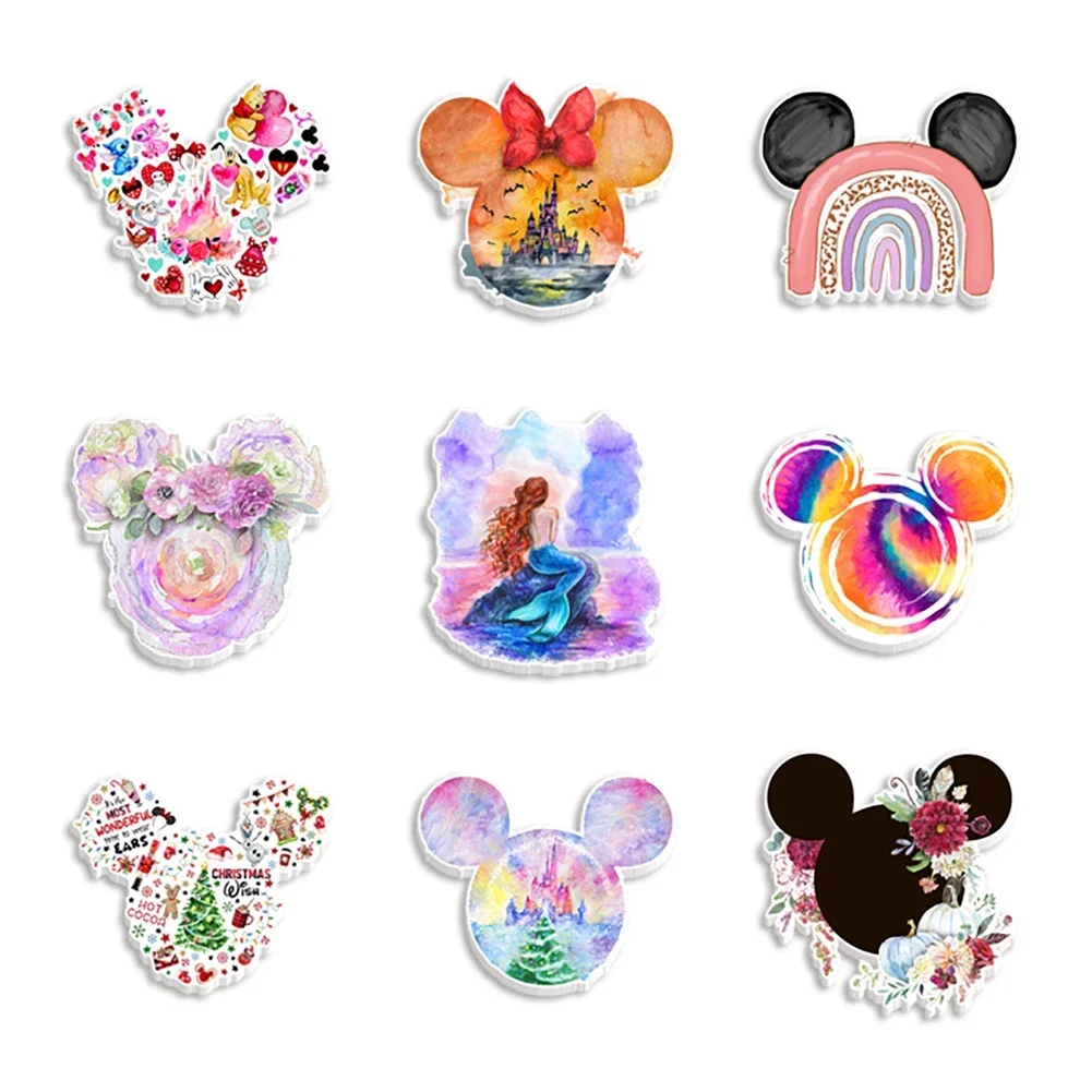 

30 Pcs/Lot Disney Colorful Mickey Head Custom Printed Acrylic Charms Resin Cabochon Crafts DIY Phone Decoration
