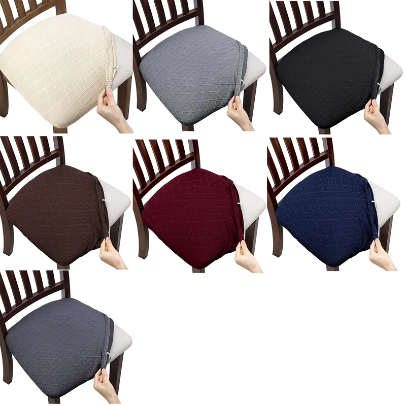 

4Pcs Rhombus Lattice Chair Seat Covers - Removable Washable Anti-Dust Dining Chair Seat Protector Cushion Slipcovers