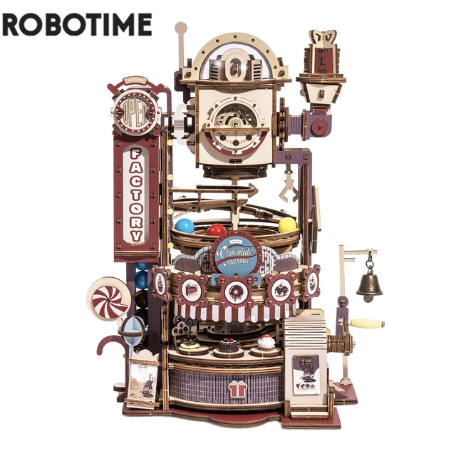 Robotime ROKR 420pcs DIY Chocolate Factory 3D Wooden Puzzle Assembly Marble Run Toy Gift for Children Teens Adult LGA02 1