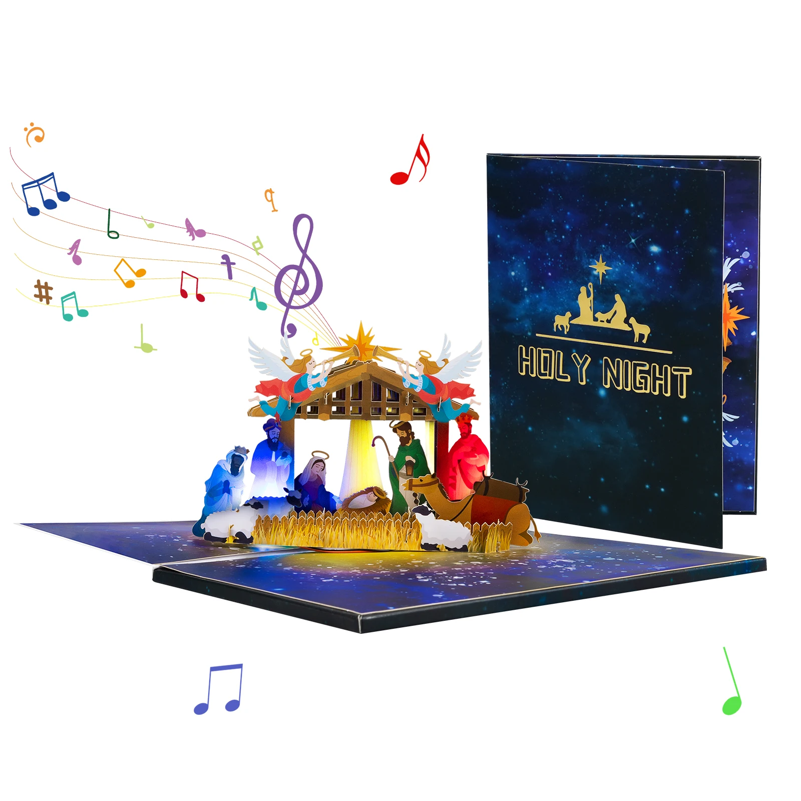 Musical Christmas Card, 3D Pop Up Christmas Card with Music Light