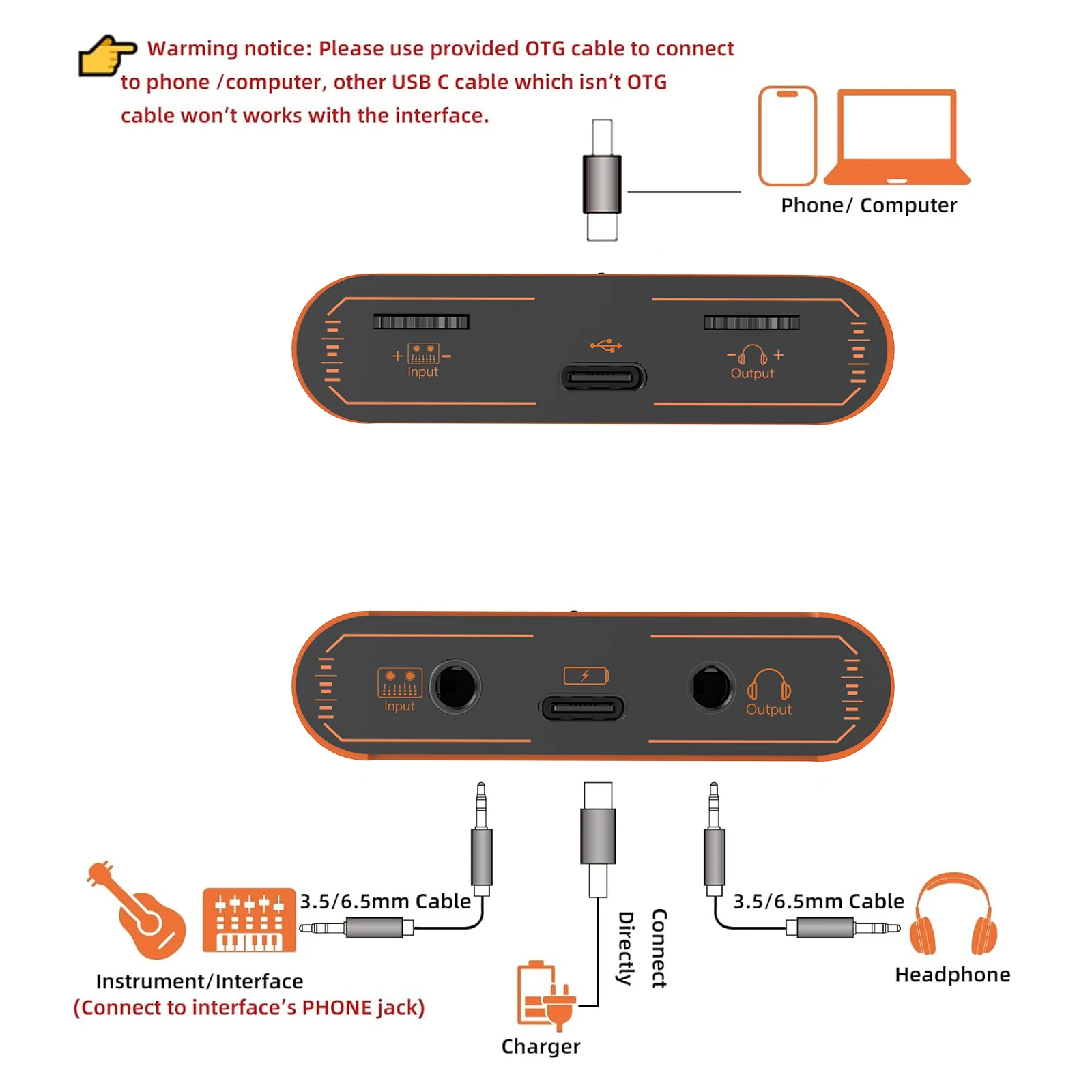 라이브 방송 어댑터, 24비트/192kHz 스테레오 라이브스트림 사운드 카드 컨버터, 3.5mm 라이브 도크 스트리밍 오디오 인터페이스 (휴대폰용)