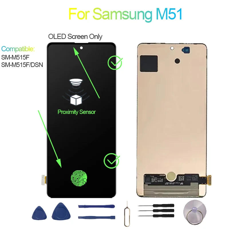 Nuovo e testato per Samsung M51 Display LCD Touch Panel Digitizer SM-M515F, SM-M515F/DSN M51 Schermo Display - Image 6