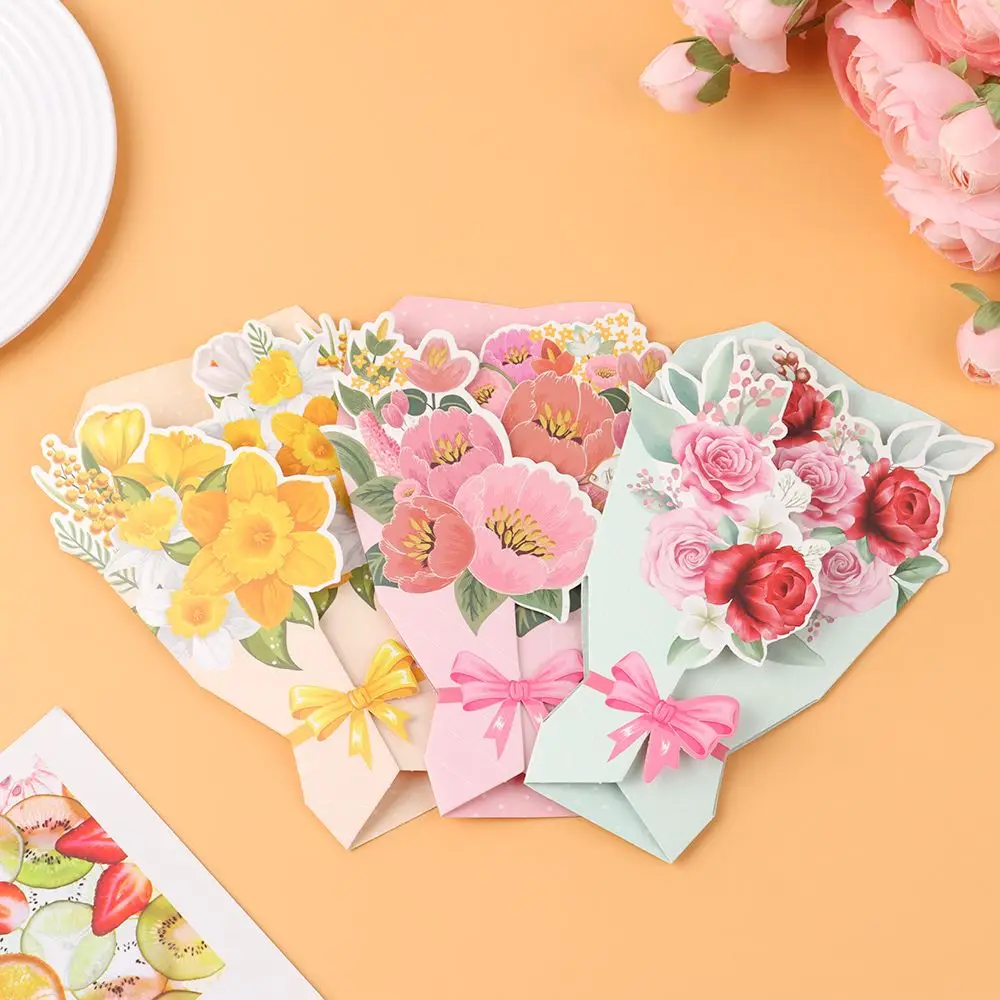 새로운 축복 단어 카드, DIY 생일 선물, 인사 카드, 꽃 시리즈 카드, 3D 접이식 카드