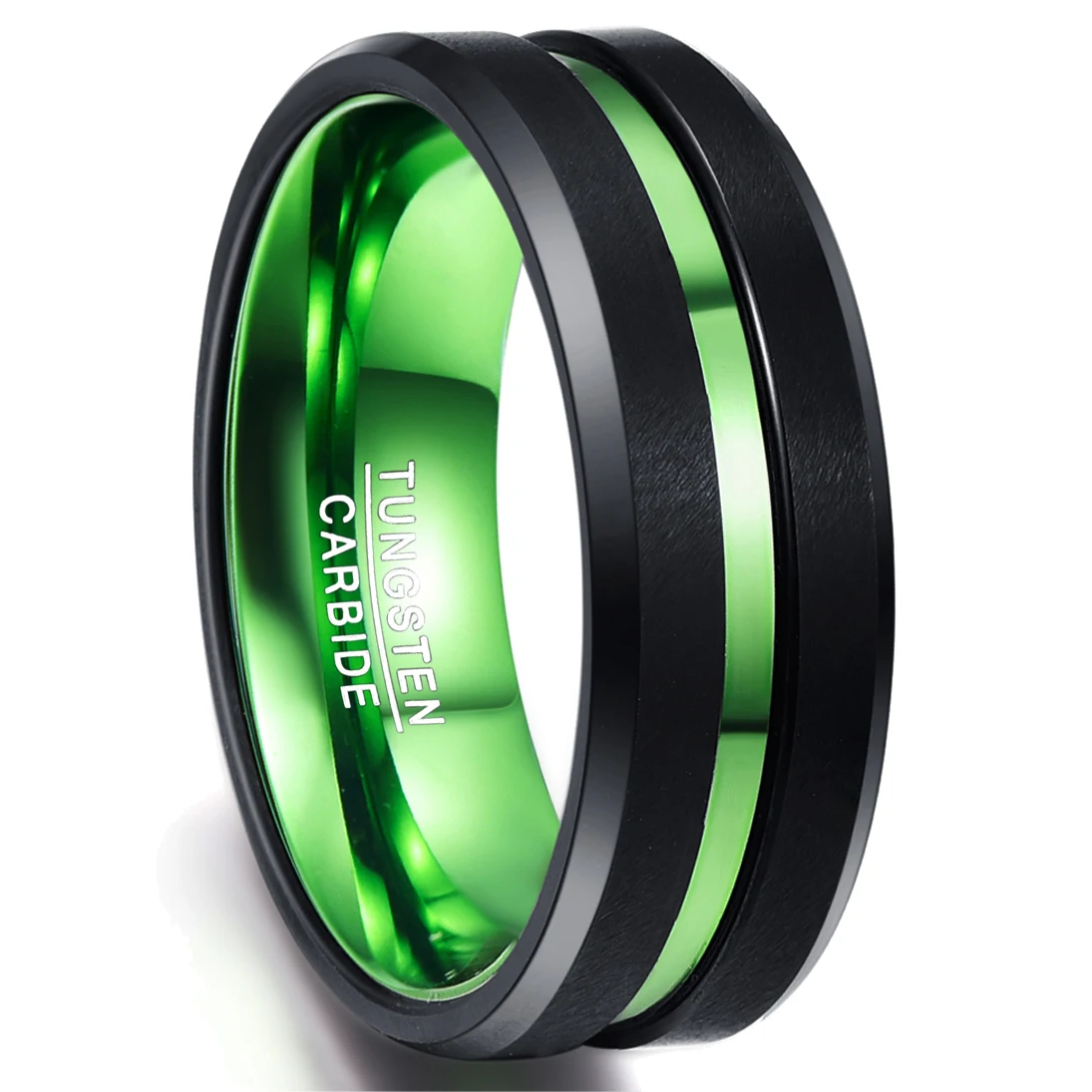 NUNCAD Men's 8mm Tungsten Carbide Ring Blue Purple Ring Beveled Edge Wedding Band Size 4-17 Comfort Fit T004R tungsten ring,finger ring,wedding rings,wedding ring