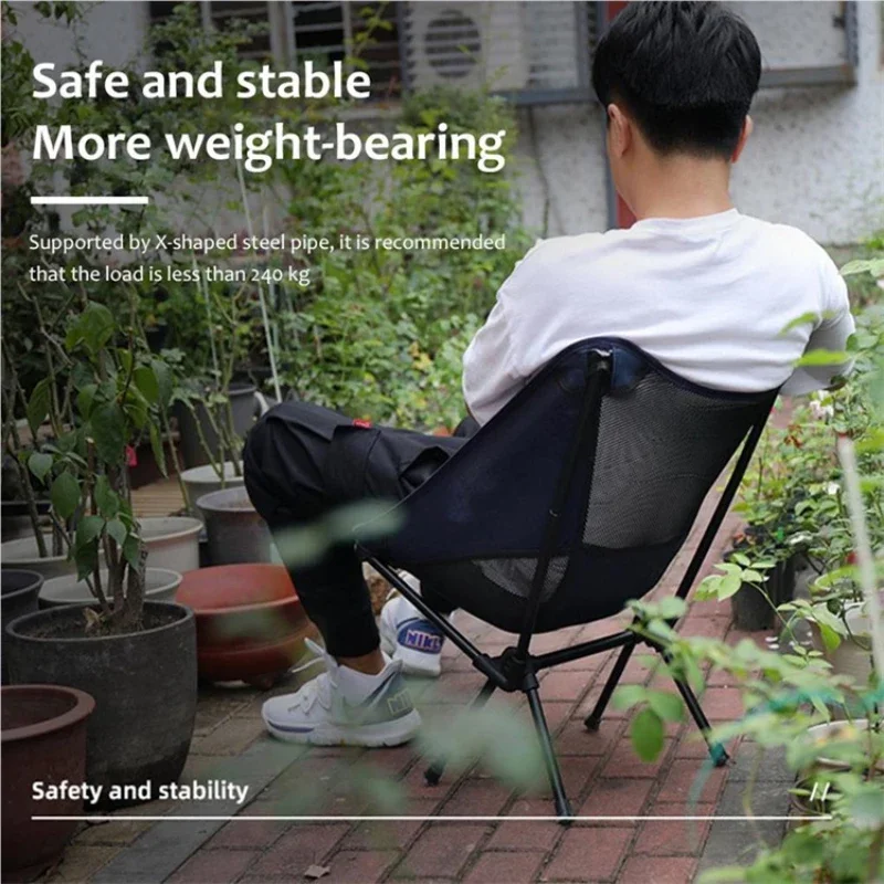 Detachable Portable Folding Moon Chair Outdoor Camping Chairs Beach Fishing Chair Ultralight Travel Hiking Picnic Seat Tools 4