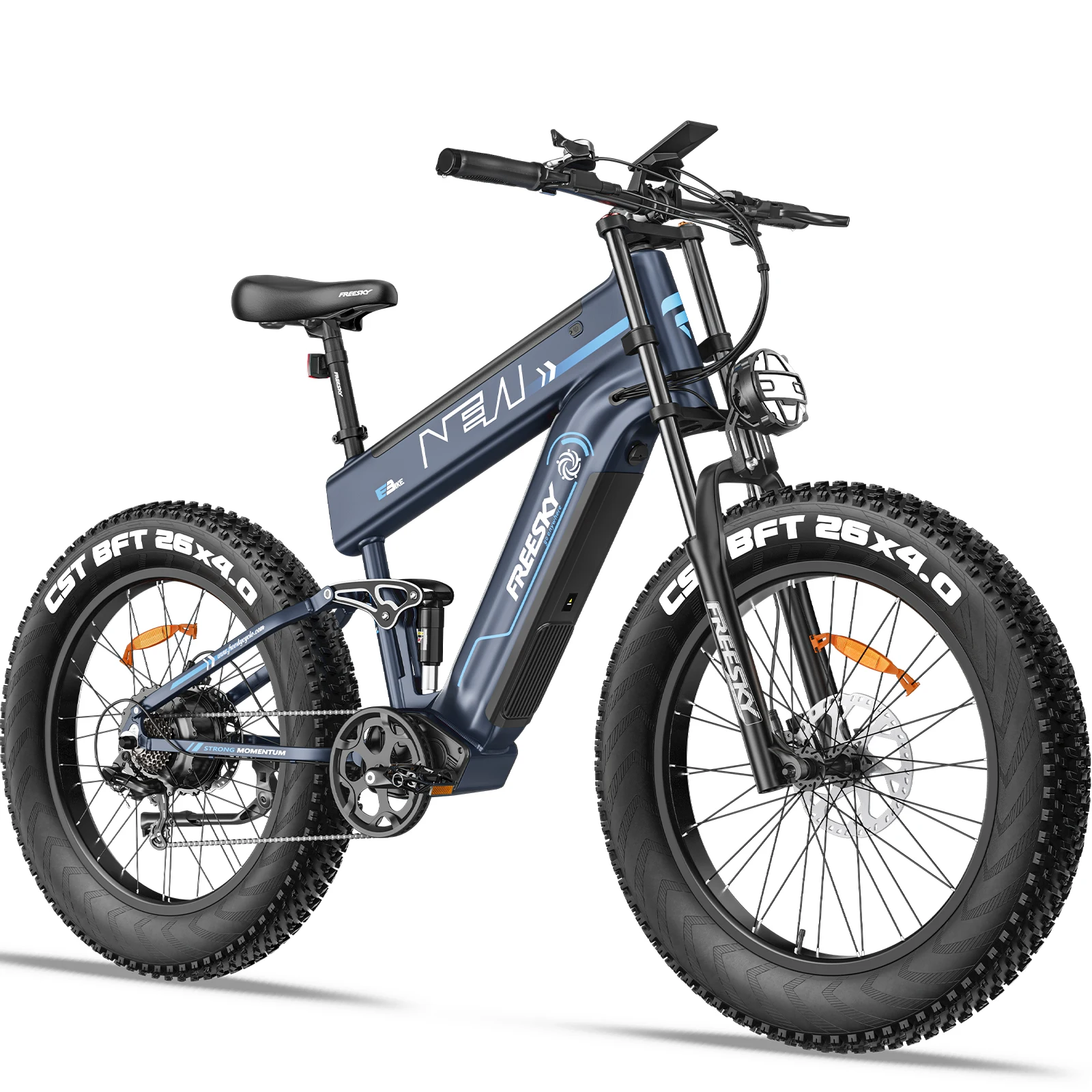 Freesky M520 Bici Elettrica per Adulti, Batteria 48V41Ah, Motore 1200W, Bicicletta Elettrica, E-Mountain Bike con Pneumatici Fat da 26 Pollici 