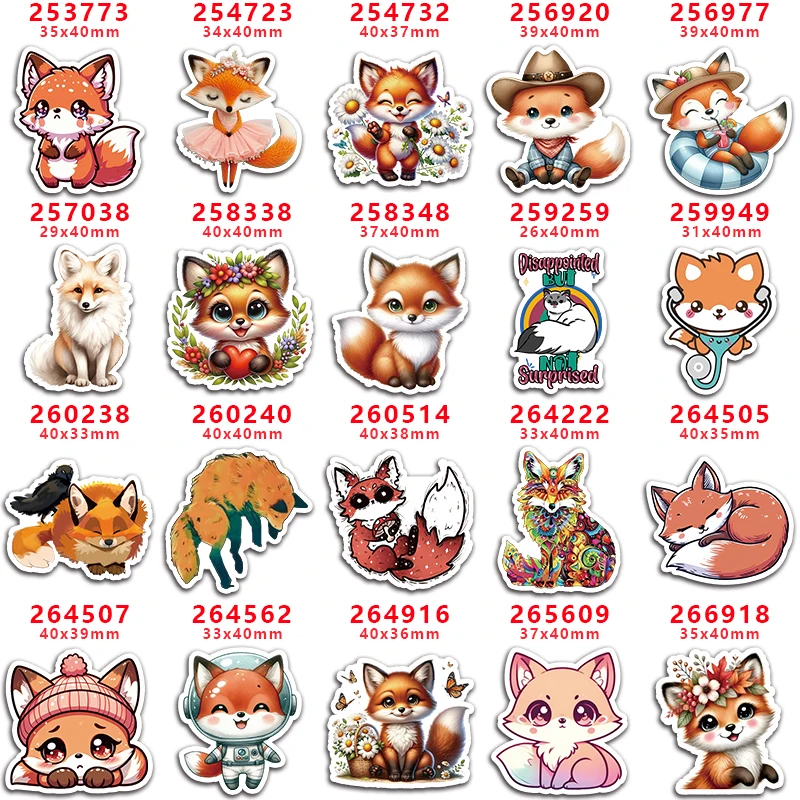 choshim brand 10 Pcs Planar Resin Flatback Cartoon Fox Pattern For DIY Hairbow Accessory Decoration PR253773