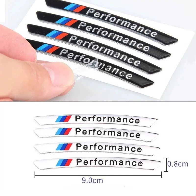 4개 자동차 휠 허브 엣지 스티커 자동차 엠블럼 장식 BMW M 파워 퍼포먼스 F10 F31 E36 E39 E87 E90 X3 X5 M3 M5 X1 X3 X5 용