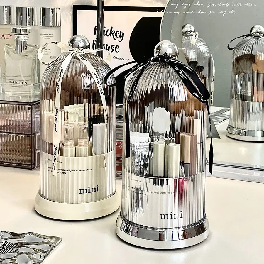 360 Rotating Desktop Makeup Brushes Holder Portable Desktop Makeup Organizer Cosmetic Storage Box Make Up Tools Lipstick Rack 2