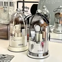 360 Rotating Desktop Makeup Brushes Holder Portable Desktop Makeup Organizer Cosmetic Storage Box Make Up Tools Lipstick Rack 2