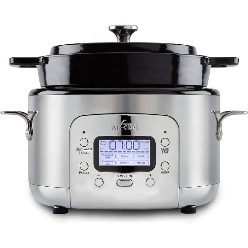 

All-Clad Electrics Stainless Steel and Cast Iron Slow Cooker 5 Quart 7-in-1 Slow Cook High/Low, Braise, Sauté, Simmer