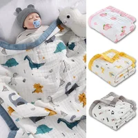 Baby blanket cotton 6 layers newborn swaddle blanket cartoon high-density breathable children’s blanket