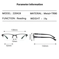 TR90 lunettes de lecture d'affaires hommes demi-monture Anti-rayonnement presbytie lunettes printemps jambe lunettes 0 + 1.0 + 1.5 + 2.0 + 2.5 + 3.0 + 3.5 2