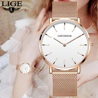 LIGE Elegant Women's Watches Fashion Simple Ladies Dress Gift Quartz wristwatch Waterproof Watch for Women Relogio Feminino+BOX