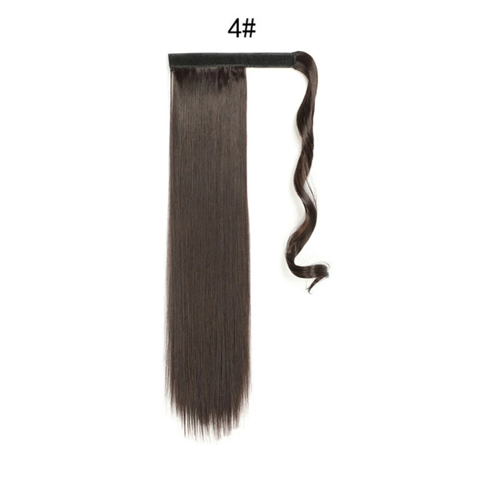 Clip In Ponytail Hair Extension 24 Inch Long Straight Synthetic Heat Resistant Hair Wrap Around Pony Piece For Women