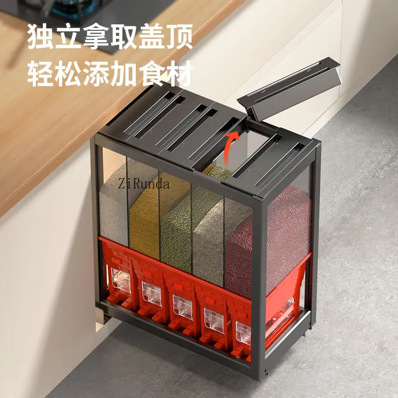 Kitchen cabinet basket drawer type embedded rice storage box rice cabinet