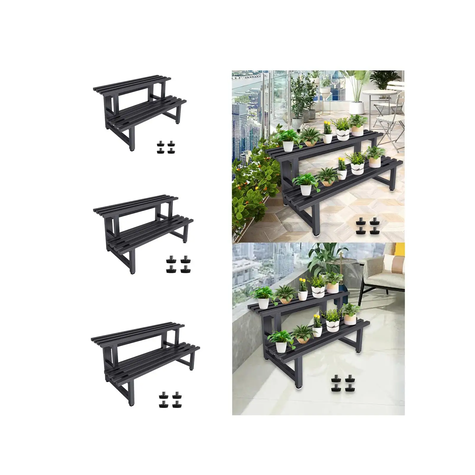 2 Tier Plant Stand Ladder Design Practical Stable Planter Display Shelf for Indoor Outdoor Living Room Patio Balcony Farmhouse