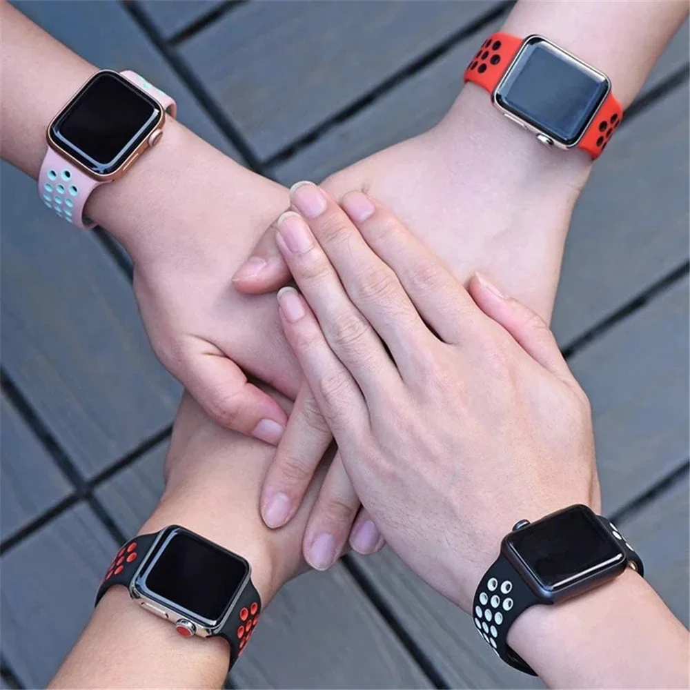 애플 워치 밴드용 실리콘 스포츠 팔찌, 아이워치 스트랩, 49mm, 44mm, 45mm, 42mm, 41mm, 40mm, 코레아 시리즈 9, 8 SE, 울트라 2, 7, 6, 5, 4, 3