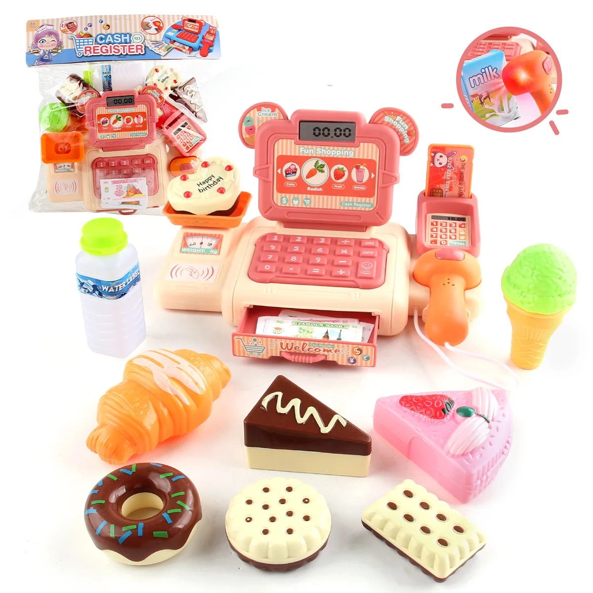 Simulation Shopping Cash House Toys Electronic Game Lighting And Sound Effects Supermarket Cashier Toys 3