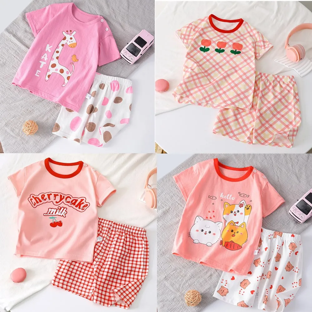 Cotton Infant Girl Clothes Summer Suit Baby Sets Cute Tshirt Toddler 1