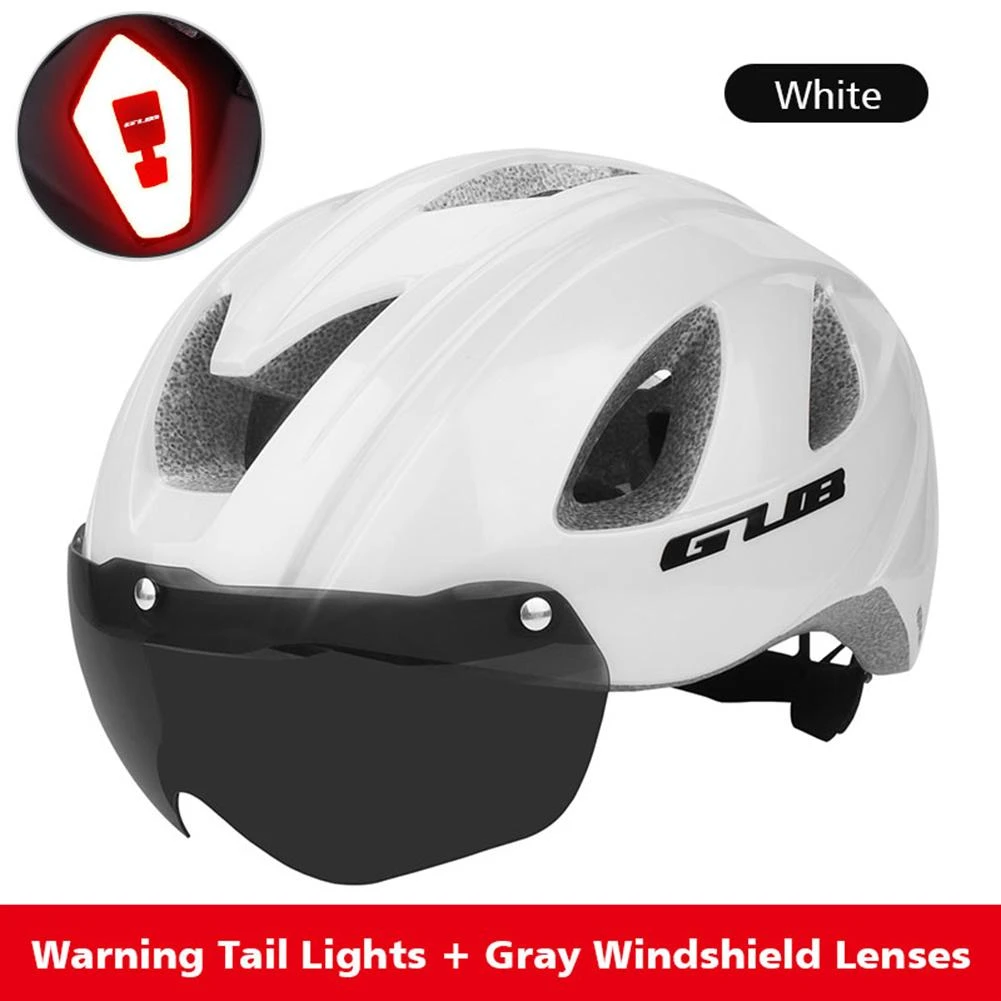Cycling Helmet With Visor Goggles And Tail Lights 5761cm For