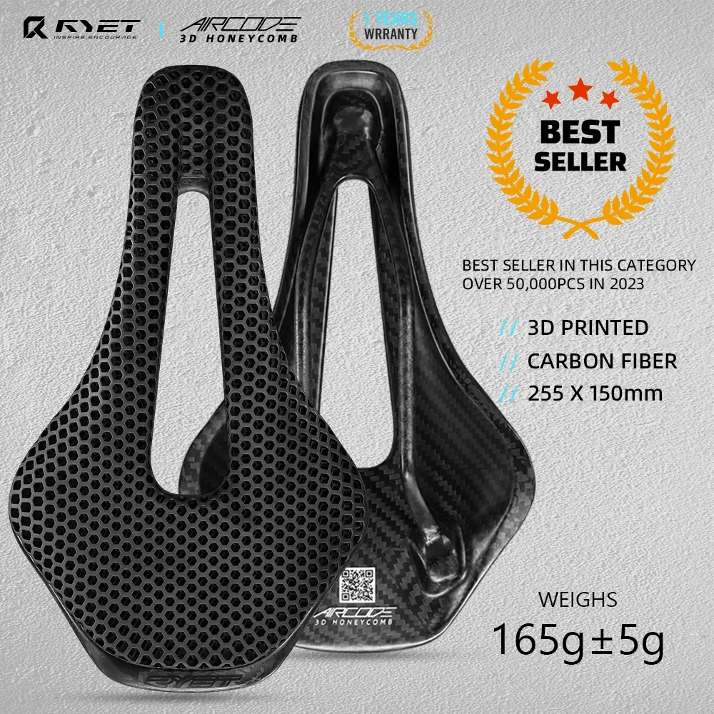 RYET 3D-Gedruckter Carbon-Fahrradsattel 150mm Ultraleichter Hohlsattel für MTB/Rennrad mit Belüftung - Kunststoff/Carbon Option