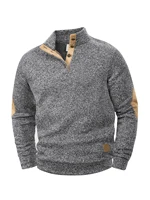 Pull décontracté pour hommes, col montant boutonné, manteaux Polo Henley, manches longues, col montant, sweat-shirt pour le Sport, printemps automne 2