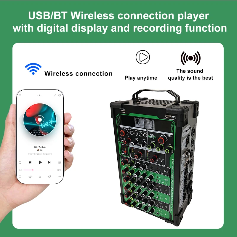 Rechargeable Battery 10000mAh Portable 8 Channel Mixing Combination Dj Karaoke Console Controller Audio Mixer Sound System