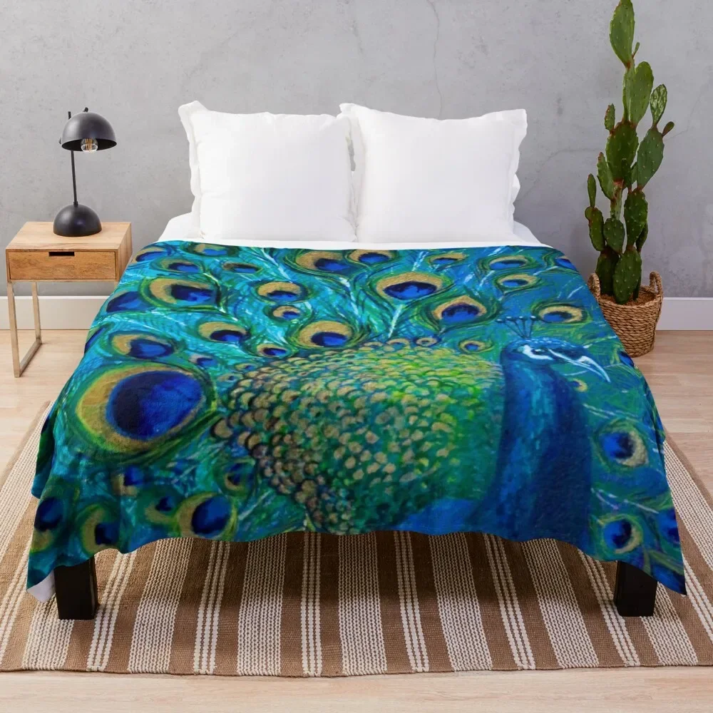 

Peacock Blues Throw Blanket Plaid Luxury Comforter Blankets