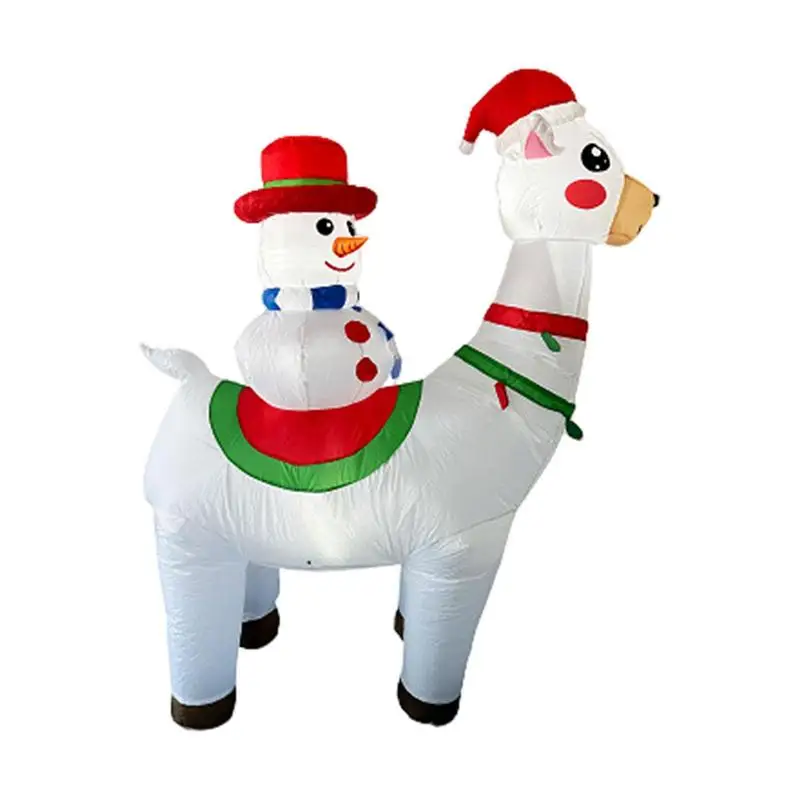 

Christmas Inflatables Outdoor Decorations Inflatable Snowman Riding Alpaca LED Light Christmas Blow Up Yard Decorations Outdoor