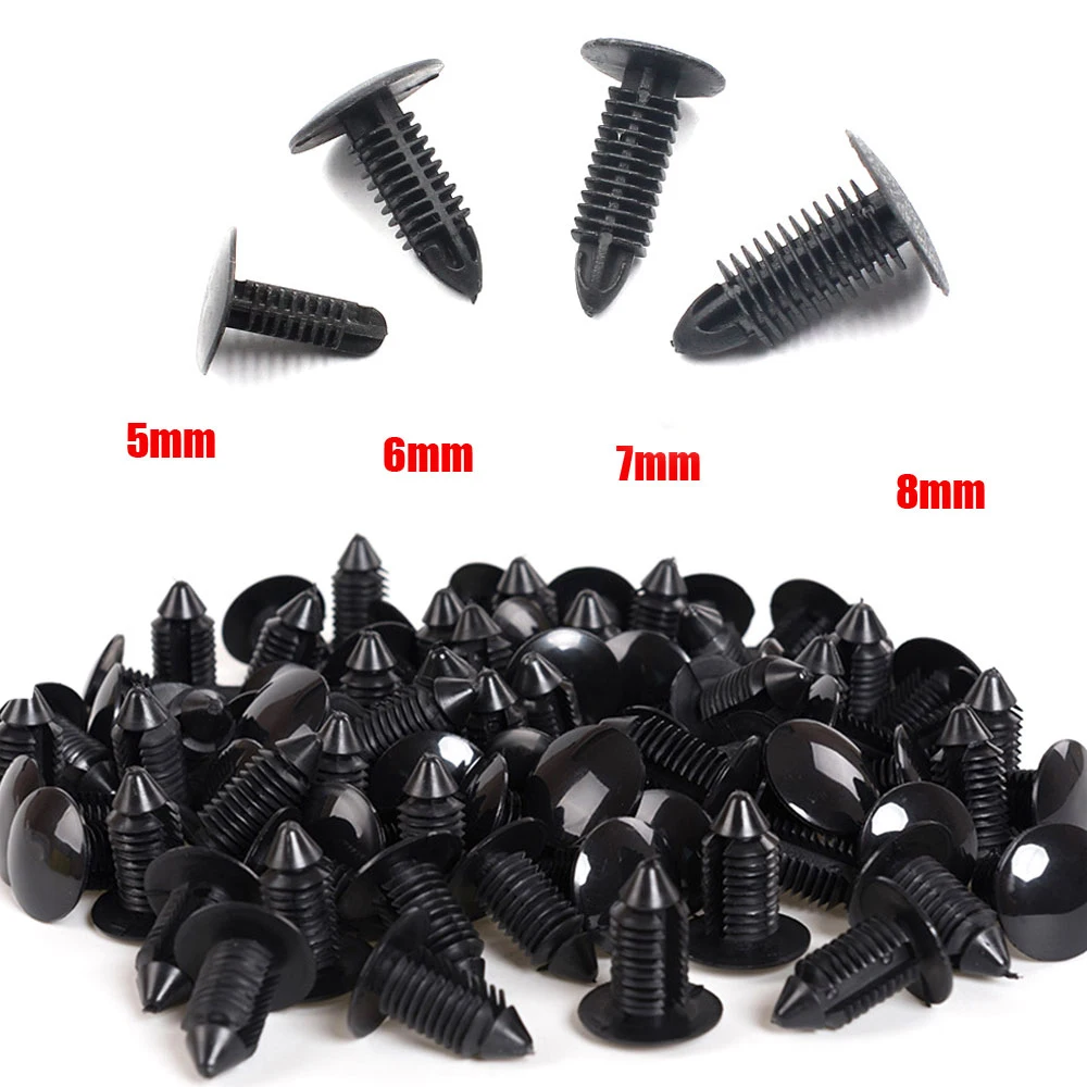 40PCS Mix Black Plastic Rivet Push in 5mm 6mm 7mm 8mm Car Trunk Roof Trim Panel Fastener Clip Vehicle Retainer Clip Universal