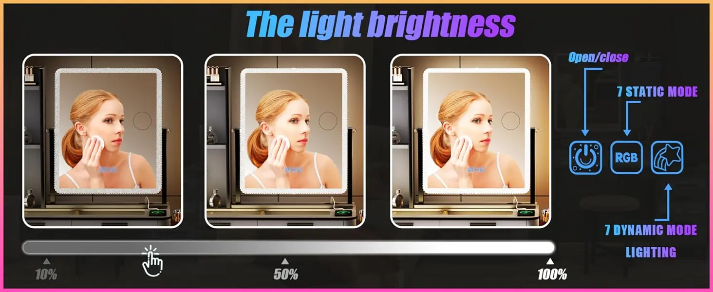 Makeup Desk with Hidden&Open Storage Shelve