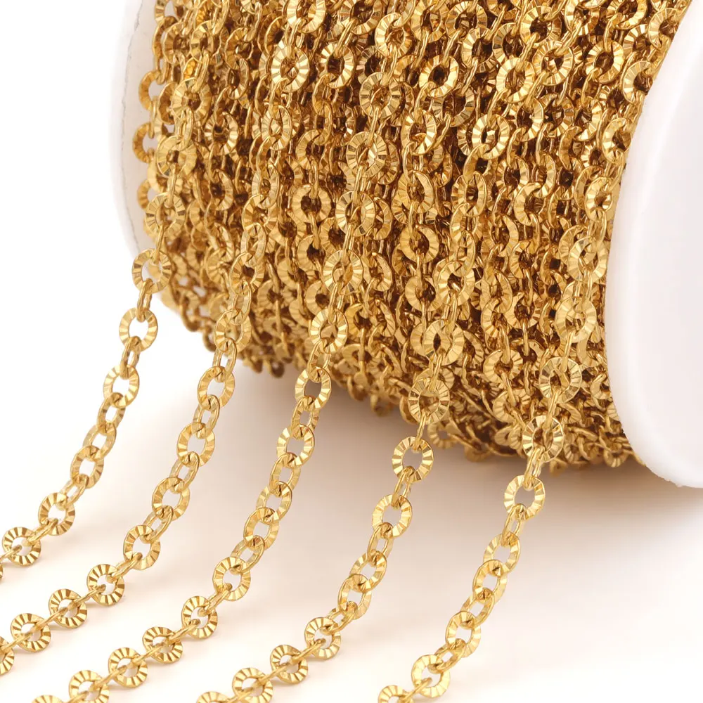 2 Meter Edelstahl-Kabelketten mit Textur für die Schmuckherstellung, O-förmige Kette, DIY-Halskette, Armband, Schmuckkette, Zubehör – Detail 2