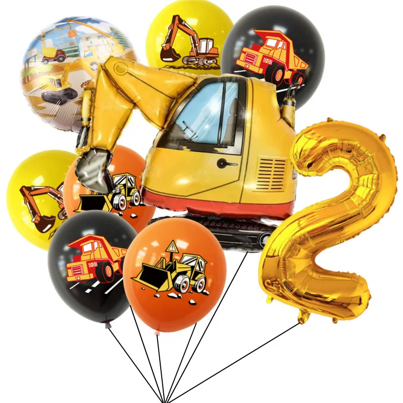 Forhome 12 stuks taartdecoratie bouwplaats, graafmachine, voor kinderen, verjaardag, kunststof voertuigen, verkeersborden, geschenken, speelgoed