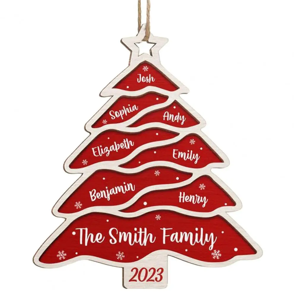 

Подвесное украшение для рождественской елки, деревянная подвеска с именем семьи, многоразовая, праздничный Декор
