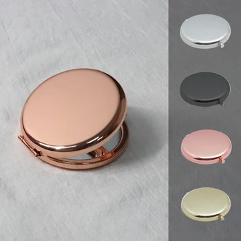 1pc Specchio piccolo bifacciale Specchio per trucco portatile bifacciale in metallo Pieghevole 1X 2X Specchi tascabili cosmetici con ingrandimento 1