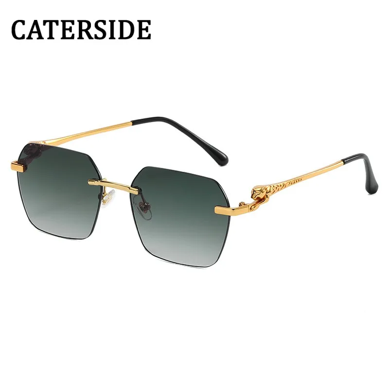 

CATERSIDE Frameless Leopard Leg Sunglasses for Women Men 2023 New Retro Fashion Sun Glasses Vintage Trendy Polygonal Eyeglasses