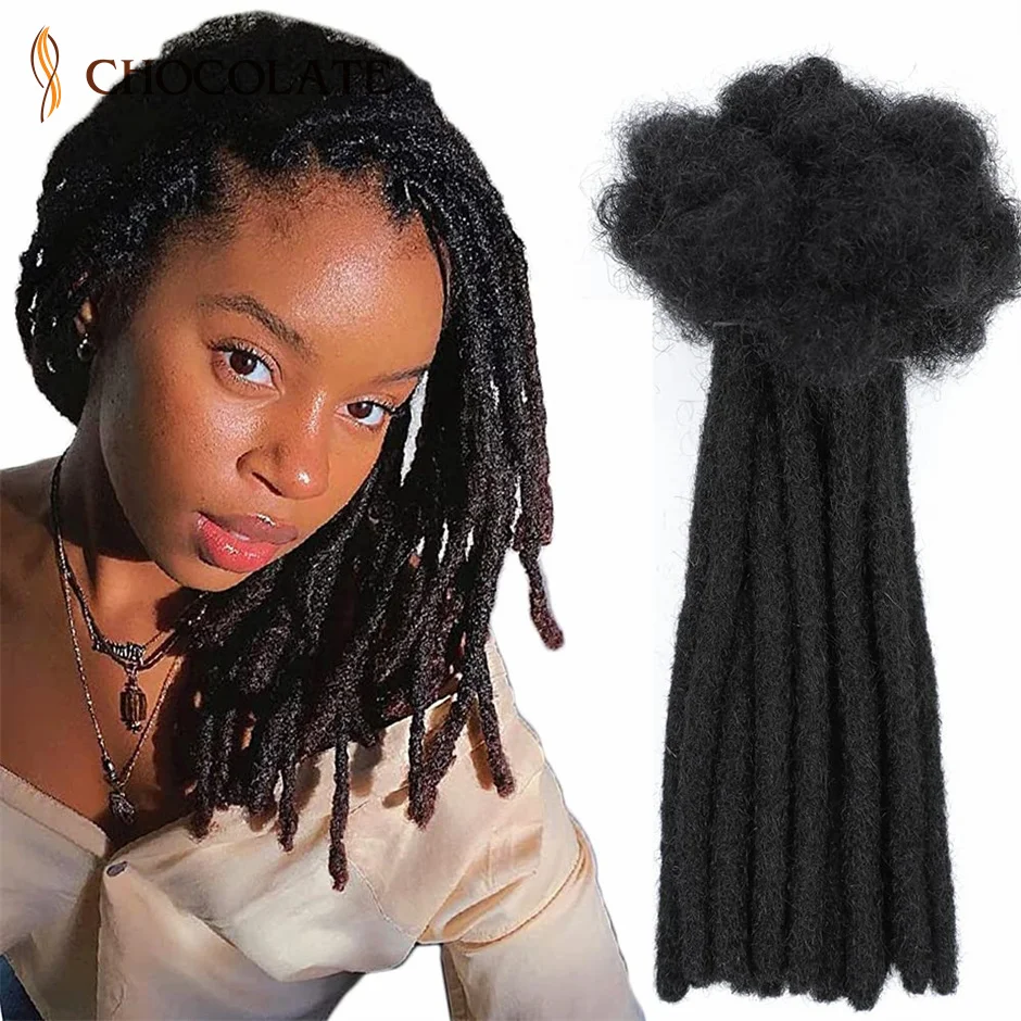 0.8cm Width Human Hair Dreadlock Extensions Human Hair Full Handmade Loc Dreadlocks for Men/Women 20 Inch human hair extensions