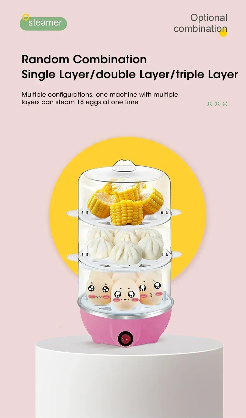 Description Picture 3 of itemMultifunctional Electric Egg Boiler Monolayer Layer Egg Cooker Mini Steamer Kitchen Cook Breakfast Machine Breakfast Artifact