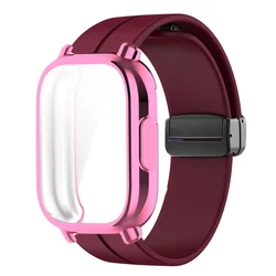 Enhanced TPU Case with Silicone Strap for Smartwatch Protection and Style (Wine Red - P)