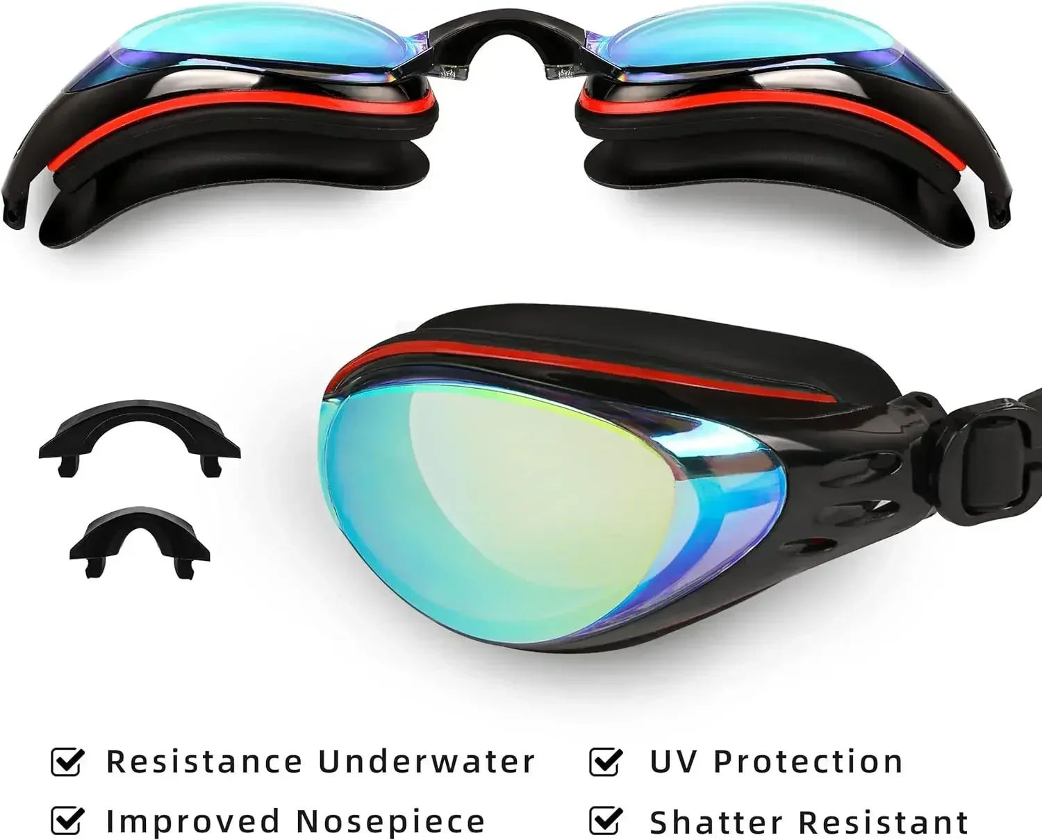 Adult Kids Swimming Glasses Myopia Goggles glasses with Degree,Replacable Nose Frame and Anti-fog Spray 2