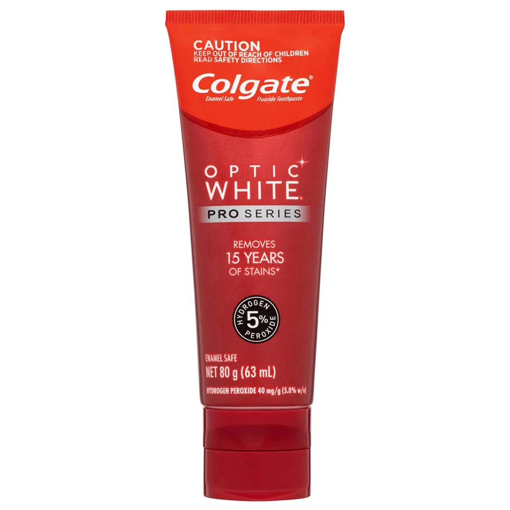 משחת שיניים לבנה להבהרת שיניים Colgate Optic Pro Series פרוקסיד 5% רגישה לניקוי שיניים והסרת כתמים דנטליים