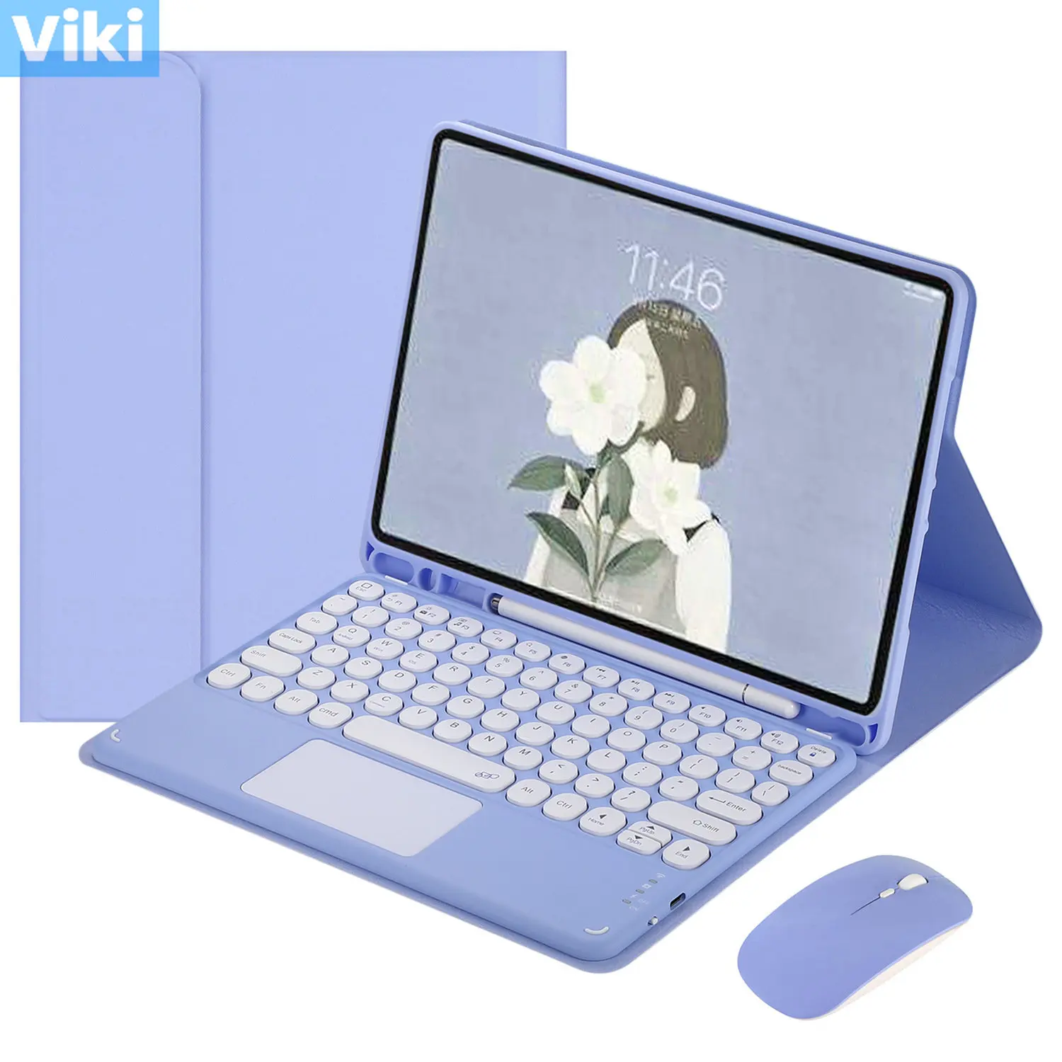 Keyboard Case For Samsung Galaxy Tab S7 Plus 12.4 Inch T970/T975 Detachable Wireless Bluetooth Keyboard With Mouse Pen Holder