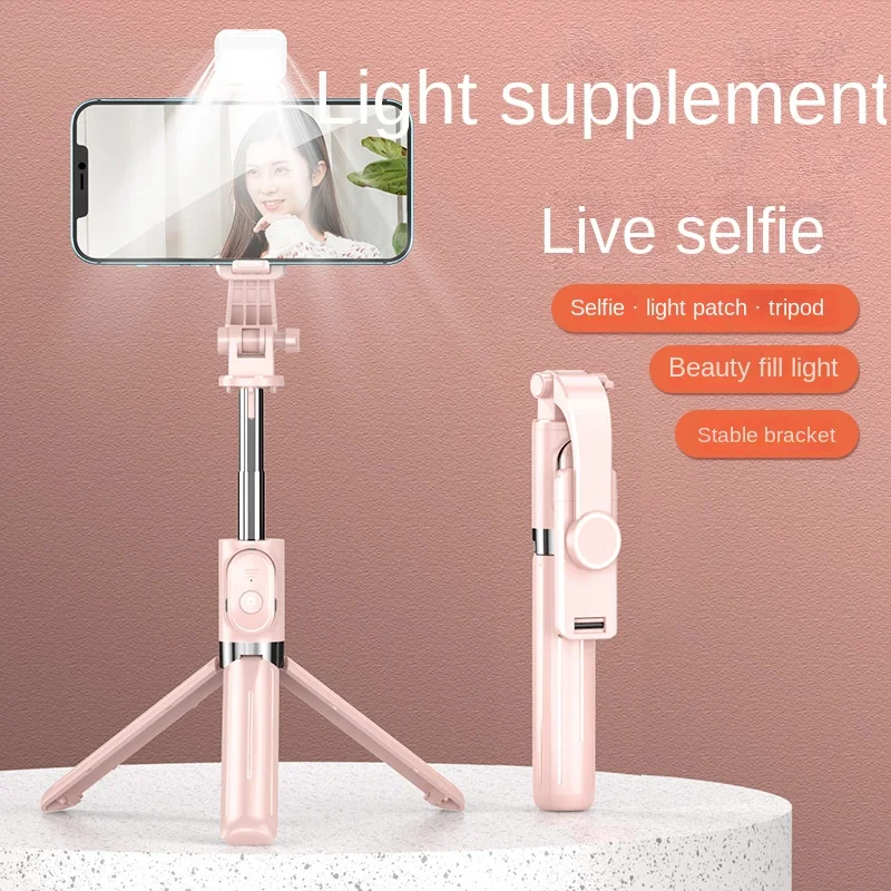 Selfie stick mobile phone tripod 1 m with remote and led cell holder for live stream compatible iPhone Android