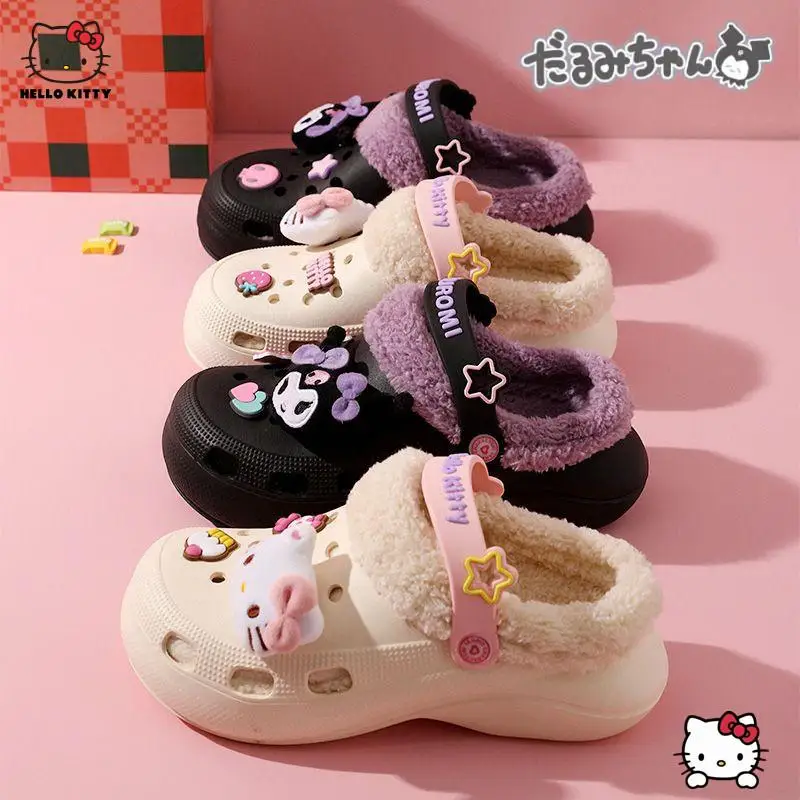 Hello Kitty Kuromi Plush Croc | Hello Kitty Thick Plush Shoe - Animation  Derivatives/peripheral Products - Aliexpress